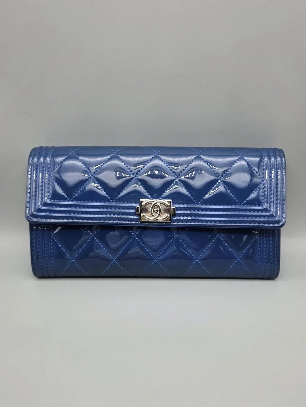 💙CHANEL Authentic Boy Blue Quilted Clutch/Wallet💙